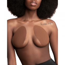 SOTTOPIEDE ALZA SENO REGGISENO BYE + 3 COPPIA COPRI NIPPLE IN RASO - MARRONE SCURO TAGLIA DF