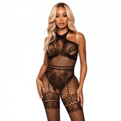 LEG AVENUE NET HALTER BODYSTOCKING TAGLIA UNICA - NERO