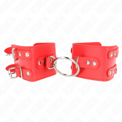 KINK - POLSO FISSO CON ANELLO E BORCHIE REGOLABILE ROSSO 17-22 CM X 6,5 CM