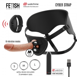 CYBER STRAP HARNESS WITH DILDO AND BULLET REMOTE CONTROL WATCHME M TECHNOLOGY